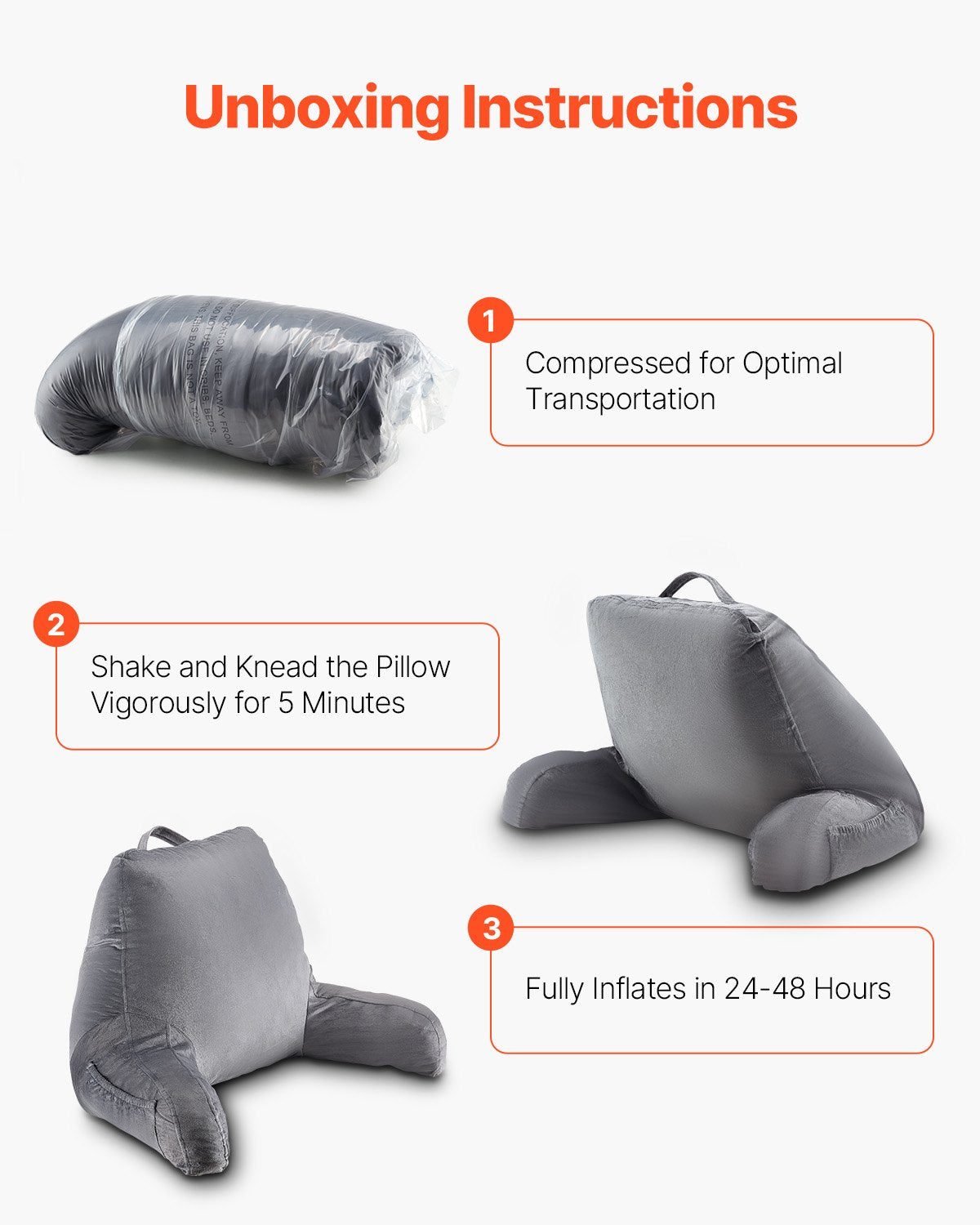 VEVOR Reading Pillow Standard Size Bed Pillow with Shredded Memory Foam Washable