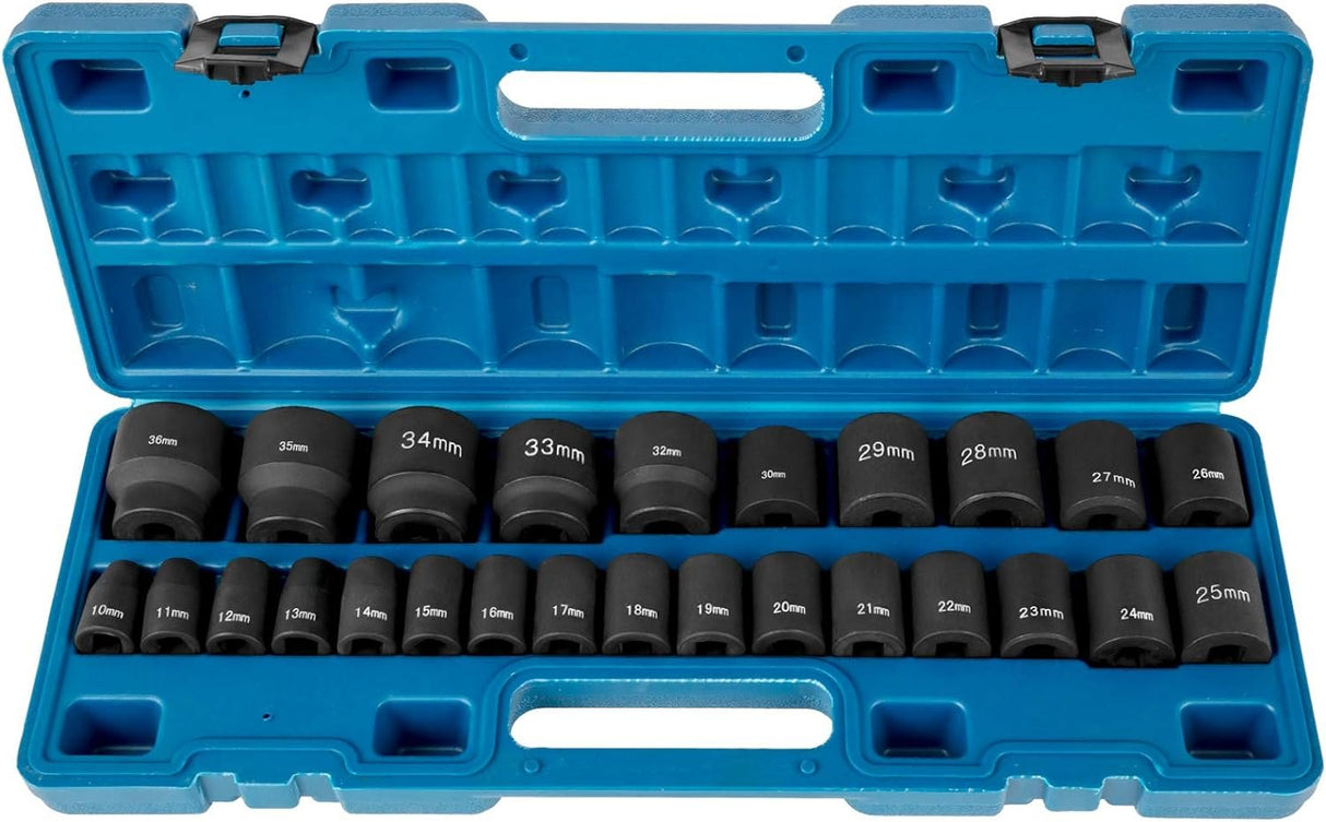 VEVOR Impact Sockets Set 1/2 Inch Drive 26PCS Standard Length Impact Set 6-Point