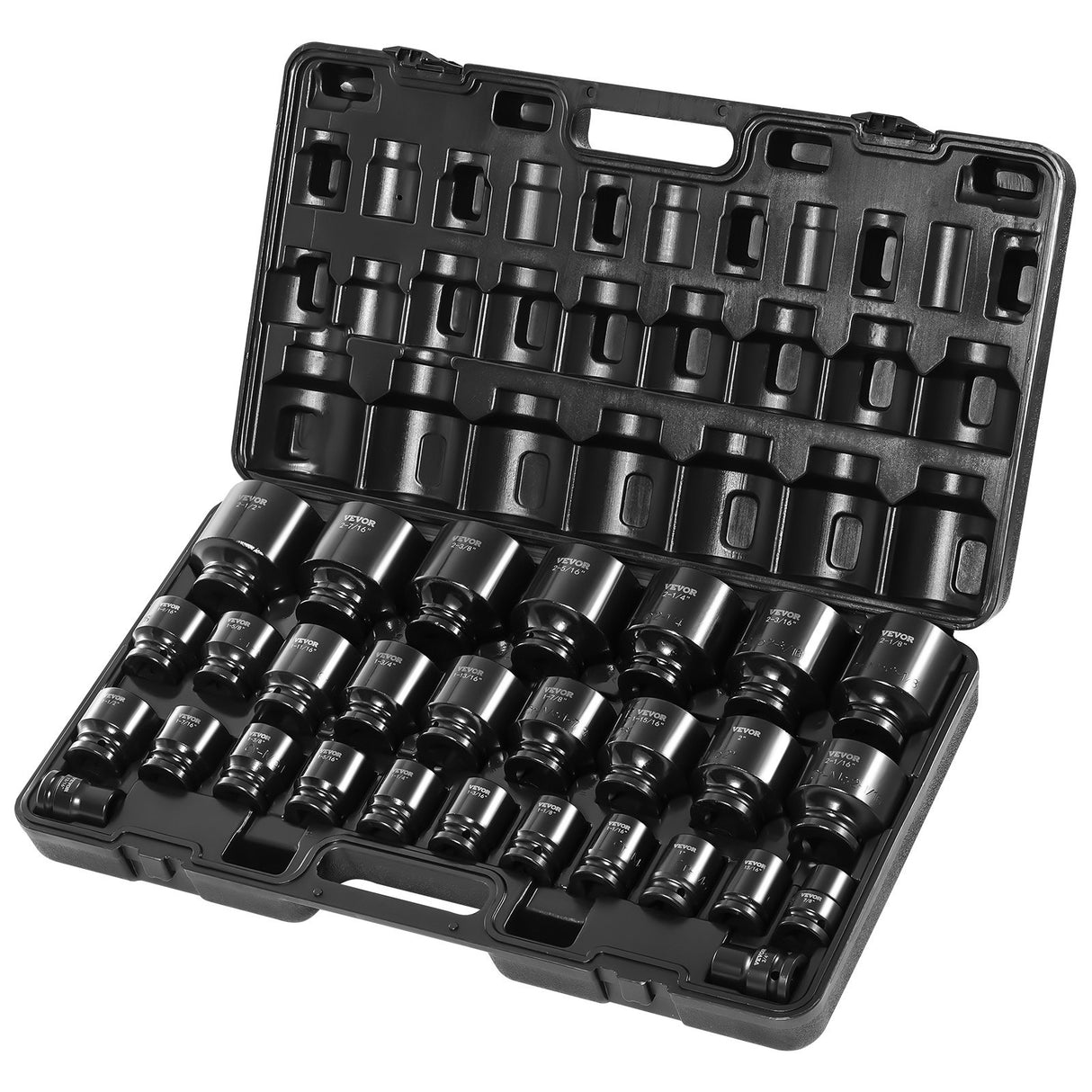 VEVOR Impact Socket Set 3/4 Inches 29 Piece Impact Sockets, 6-Point Sockets, Rugged Construction, CR-M0, 3/4 Inches Drive Socket Set Impact SAE 3/4