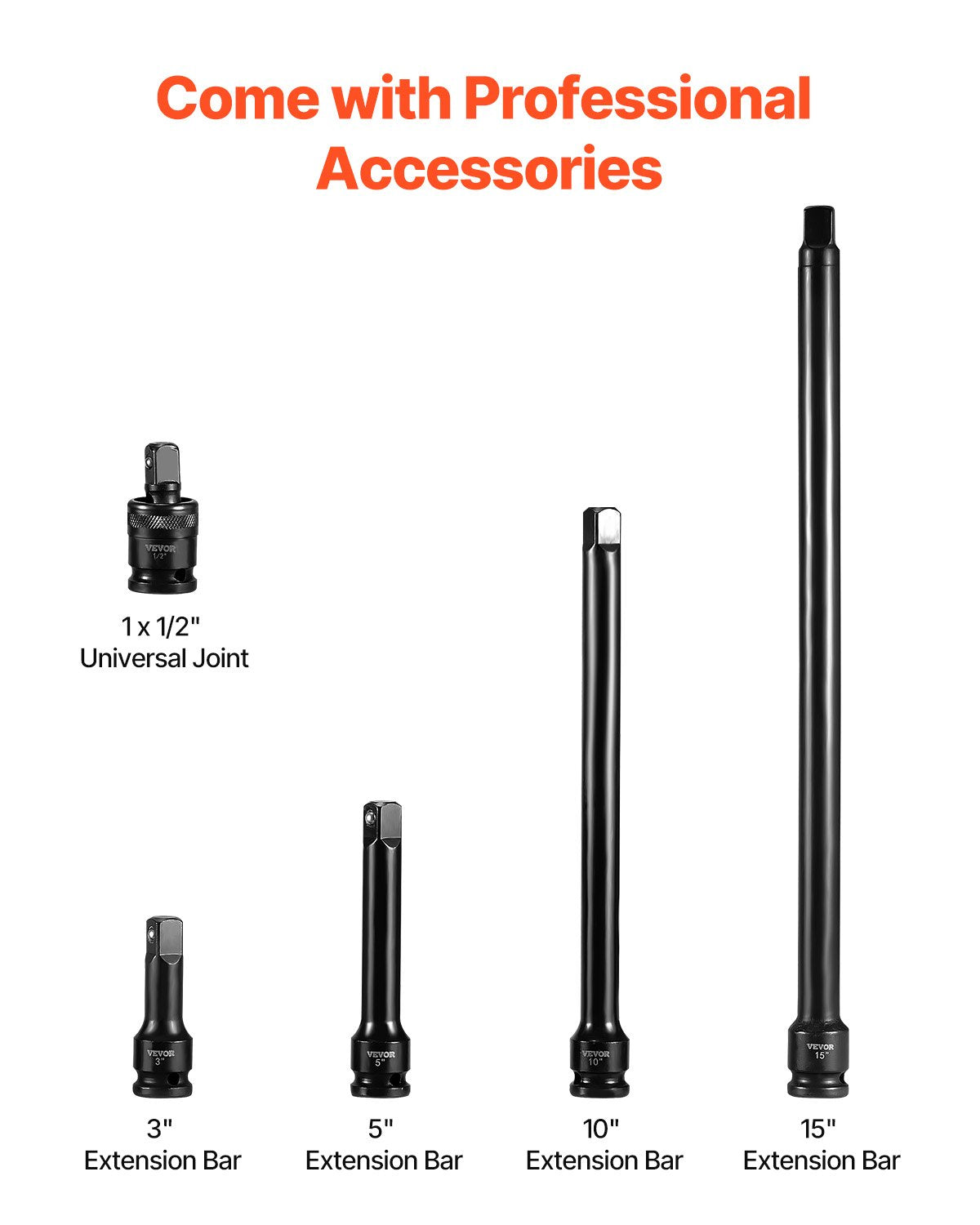 VEVOR Impact Socket Set 43 Piece Impact Sockets, Standard Socket Assortment, Drive Socket Set 6-Point Sockets Metric 9-30mm (Standard/Deep)