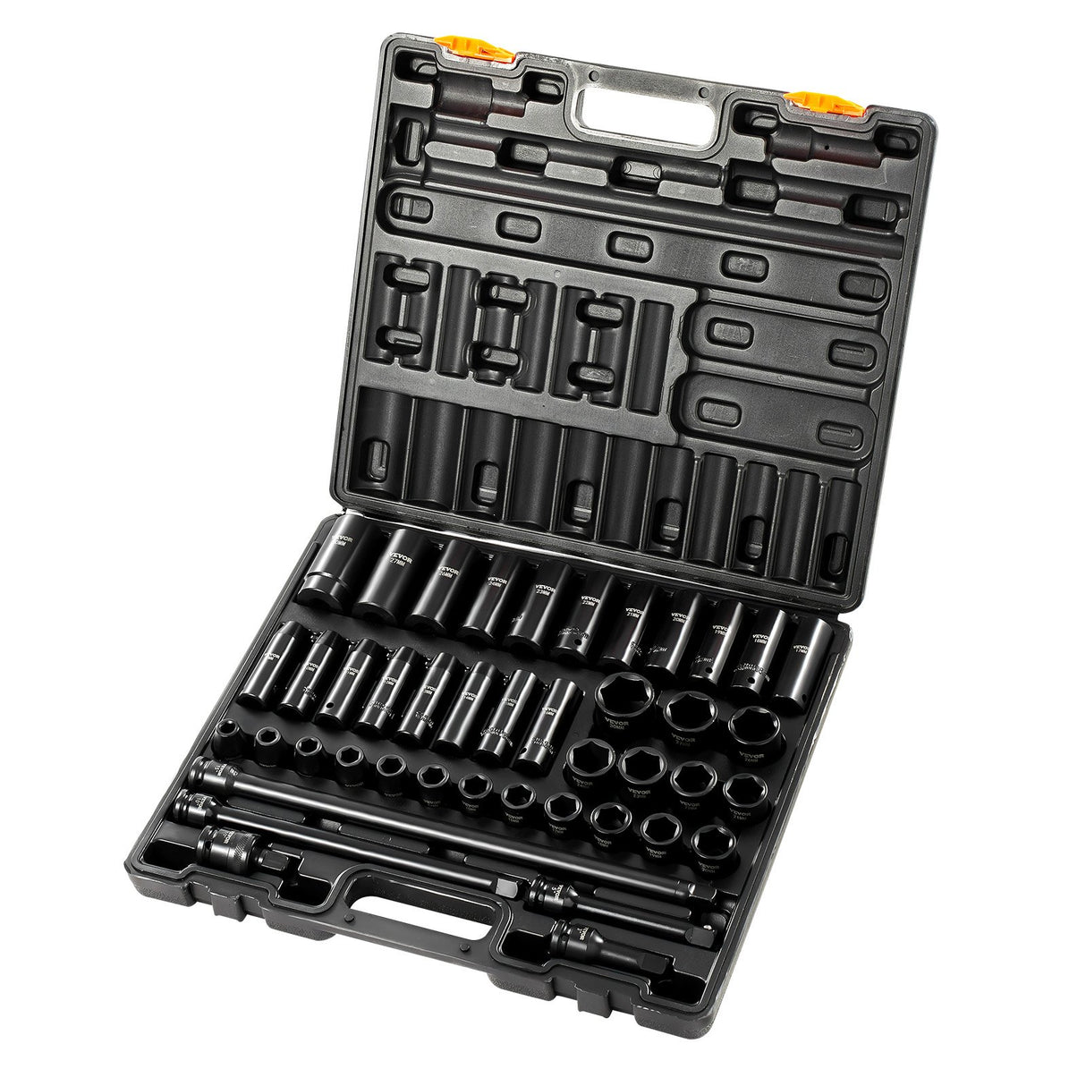 VEVOR Impact Socket Set 43 Piece Impact Sockets, Standard Socket Assortment, Drive Socket Set 6-Point Sockets Metric 9-30mm (Standard/Deep)