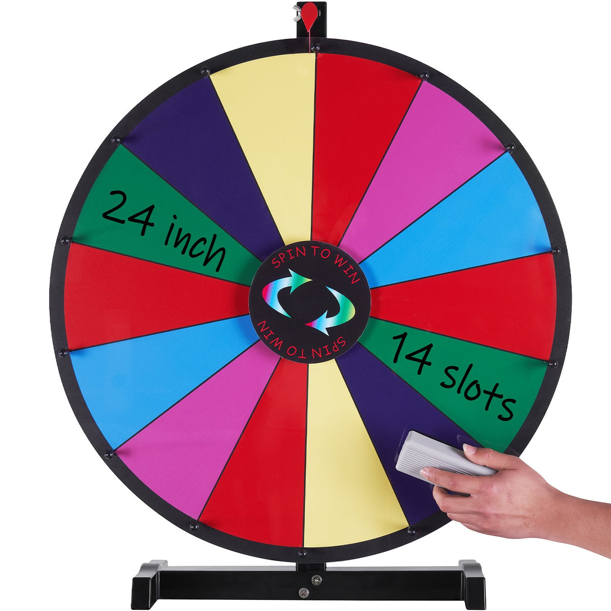 VEVOR 24 inch Spinning Prize Wheel, 14 Slots Tabletop Spinner, Heavy Duty Roulette Wheel with a Dry Erase and 2 Markers, Win Fortune Spin Games in Party Pub Trade Show Carnival