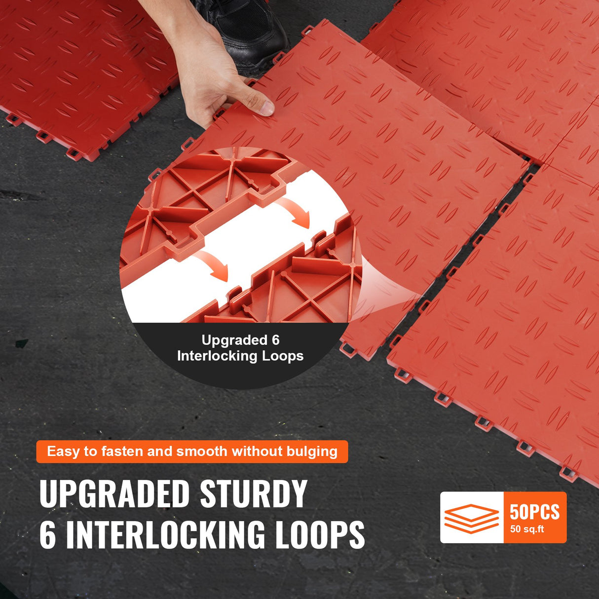VEVOR Garage Tiles Interlocking 12x12 in 50 Pack Garage Flooring Tiles Red
