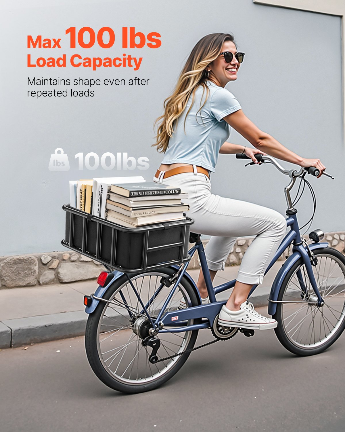 Rear Bike Basket Large Bicycle Basket with Cargo Net Rainproof Cover Liner