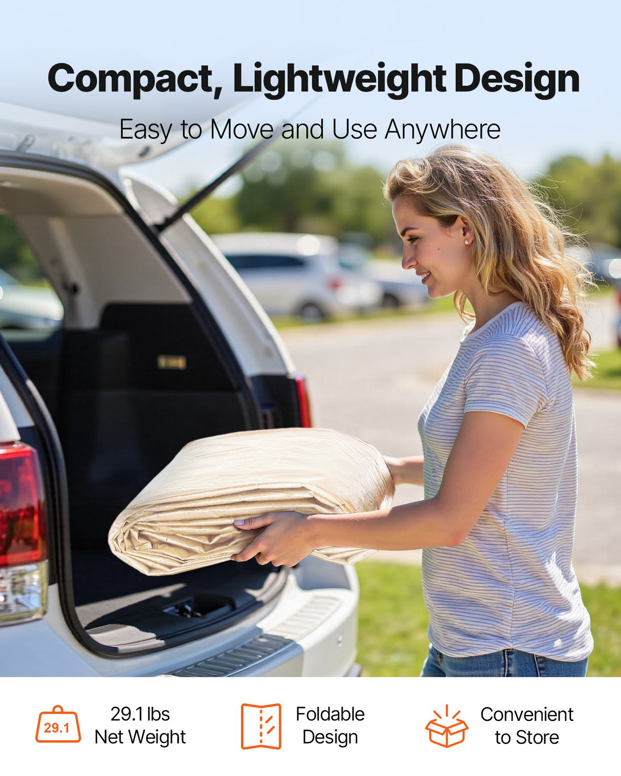 VEVOR Carport Replacement Canopy, 6 x 3 m Potable Garage Tent Top Tarp with Sidewalls, UV-Resistant & Waterproof, Heavy Duty Car Shelter Tarp with Ball Buggees, Beige, Frame Not Included