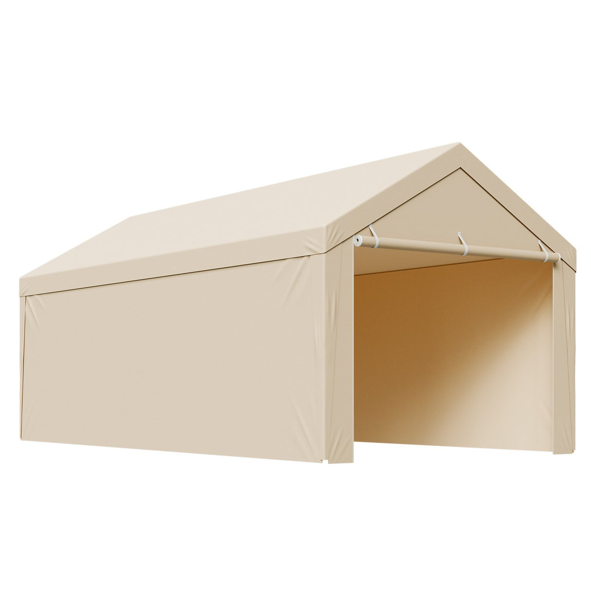 VEVOR Carport Replacement Canopy, 6 x 3 m Potable Garage Tent Top Tarp with Sidewalls, UV-Resistant & Waterproof, Heavy Duty Car Shelter Tarp with Ball Buggees, Beige, Frame Not Included