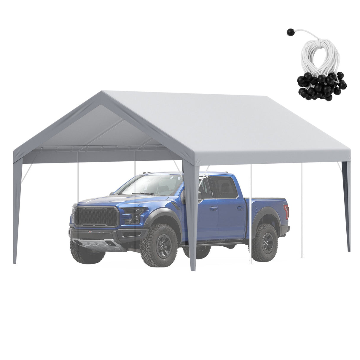 VEVOR Carport Replacement Canopy Cover 12 x 20 ft, Garage Top Tent Shelter Tarp Heavy-Duty Waterproof & UV Protected, Easy Installation with Ball