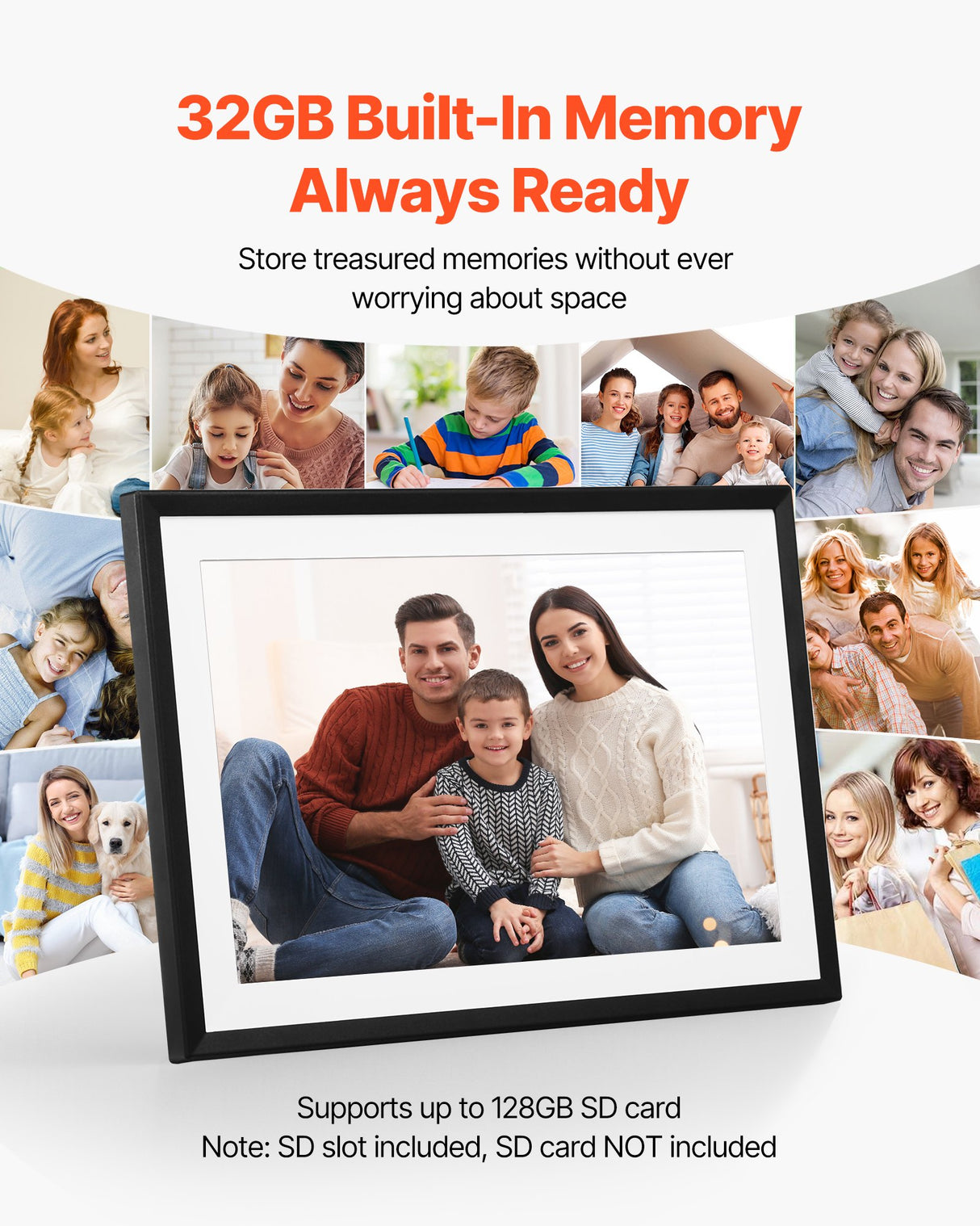 VEVOR 260 mm Digital Picture Frame 32GB IPS Touchscreen Wi-Fi Photo Frame