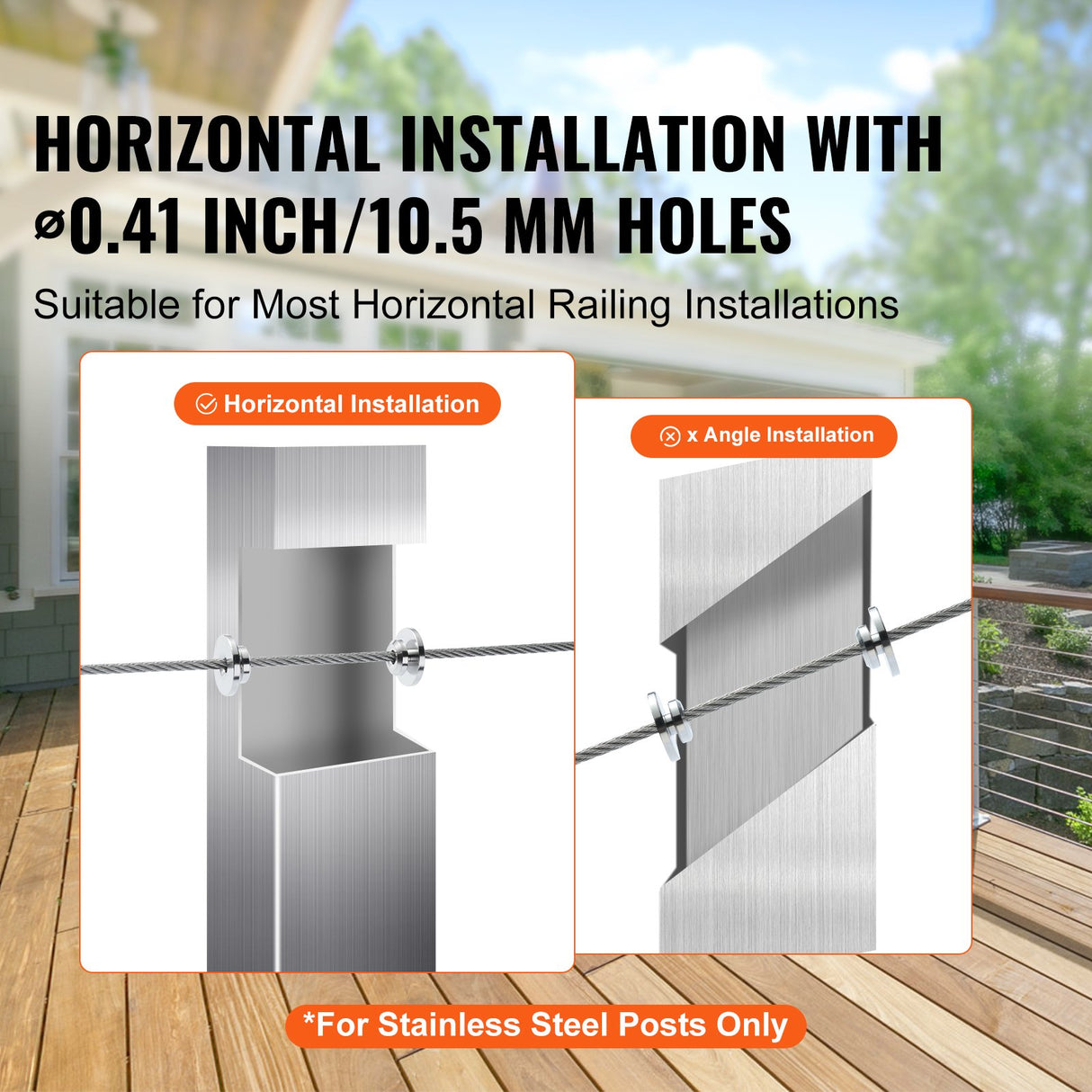 VEVOR 51Pack Cable Railing Kit 3.2mm Wheel Protector Sleeves, Bundle with Black Invisible 3.2mm Swage Tensioner and Terminal, Cable Railing Post Safeguard Covers for 0.41inch Horizontal Hole Post