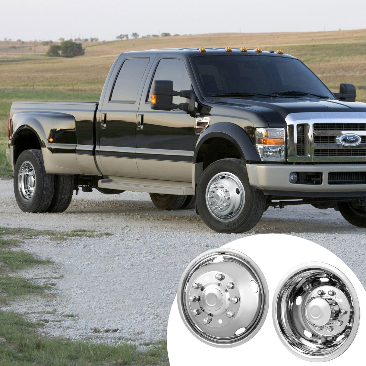 VEVOR 50cm 8 Lug Wheel Simulators, 304 Stainless Steel Wheel Simulator Kit with Mirror Polished Finish, 2 Front and 2 Rear Wheel Covers Fit for For