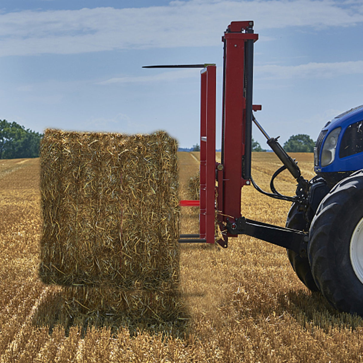VEVOR Hay Spear 49" Bale Spear 3000 lbs Capacity, Bale Spike Quick Attach Square Hay Bale Spears, Red Coated Bale Forks, Bale Hay Spike with 2