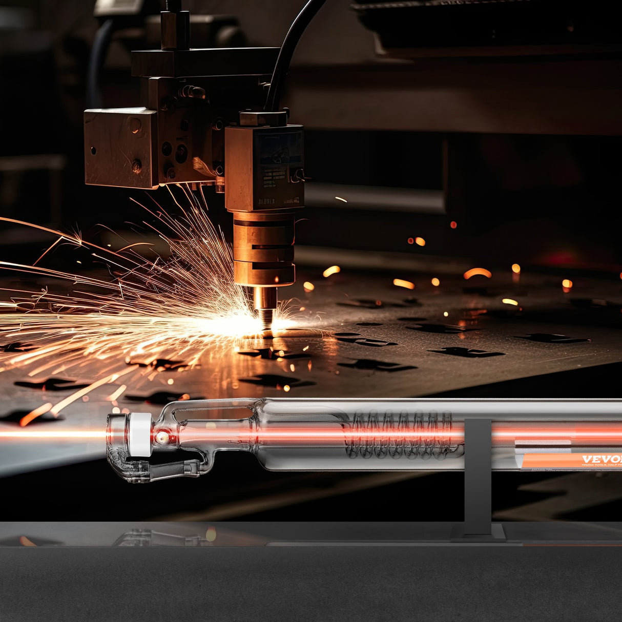 VEVOR Laser Tube, 50W CO2 Laser Tube for Laser Engraver and Cutter Machine, 850 mm Length, 50 mm Diameter, Glass Laser Cutting Tube with TEM00 Beam Mode, for Wood Acrylic Fabric Leather Bamboo