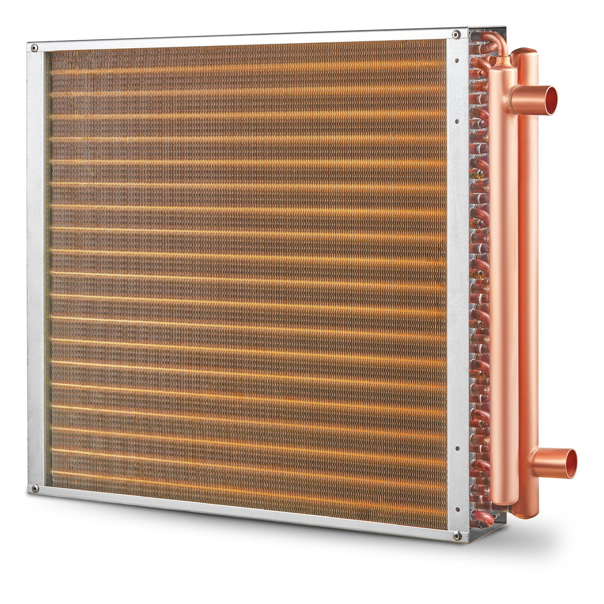 VEVOR 20"x 20" Heat Exchanger Water to Air 3-Row 3/8" Copper Ports 242 Fins
