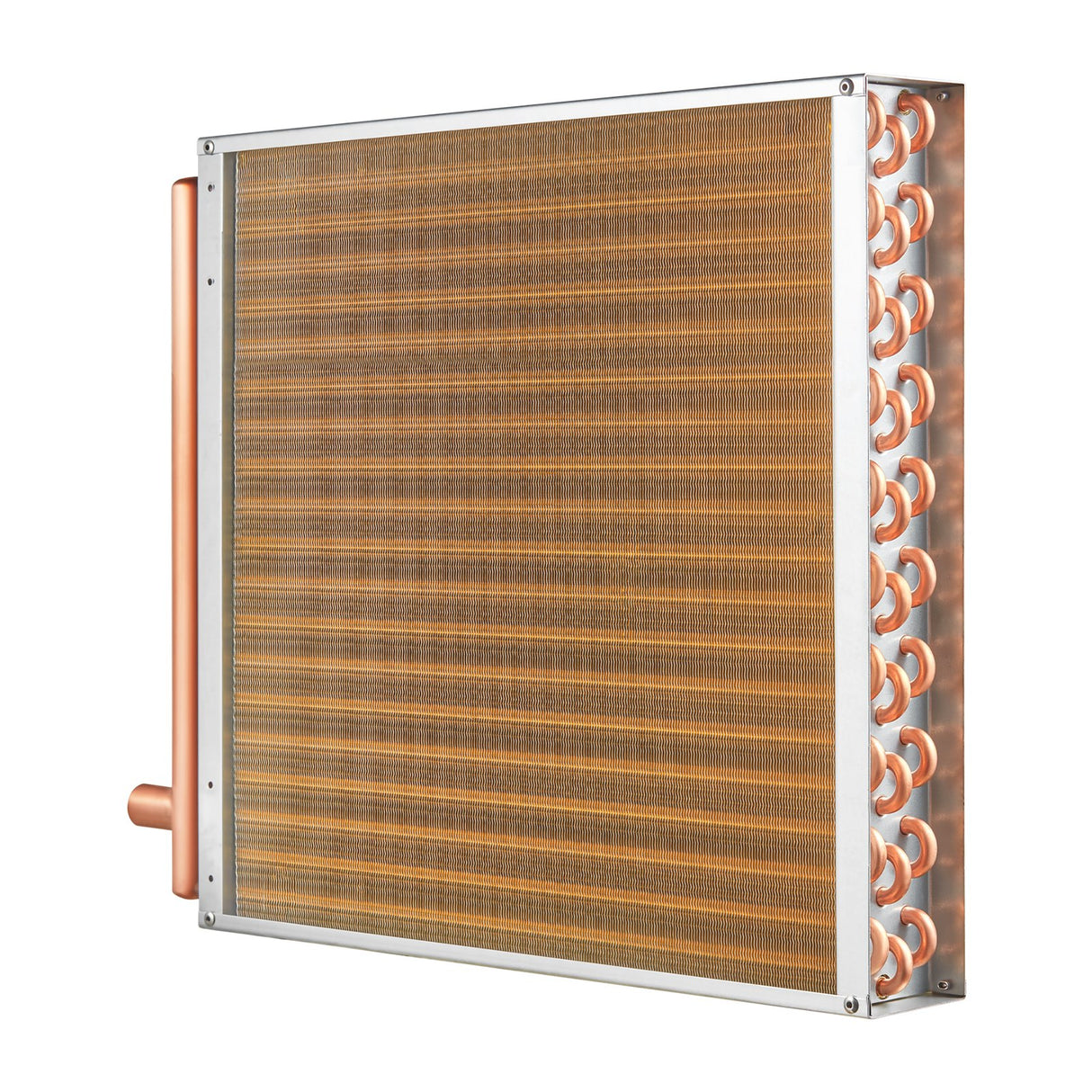 VEVOR 20"x 20" Heat Exchanger Water to Air 3-Row 3/8" Copper Ports 242 Fins