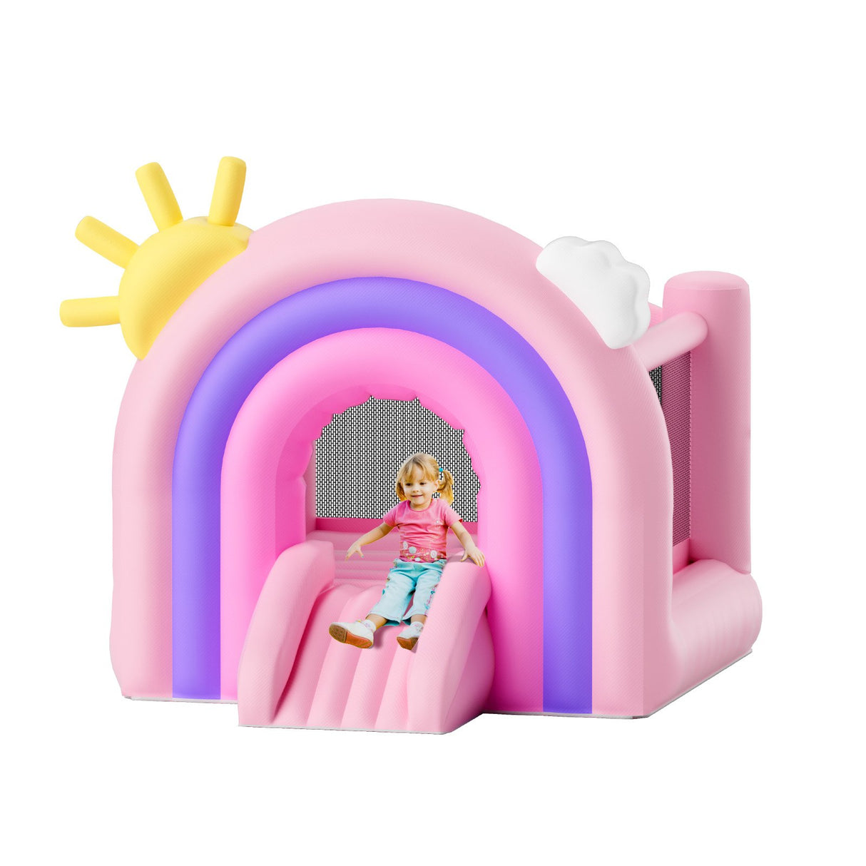 VEVOR Inflatable Bounce House, Indoor Outdoor Playhouse Trampoline, Kid Jumping Bouncer with Blower, Slide, Storage Bag, Family Backyard Bouncy Castle