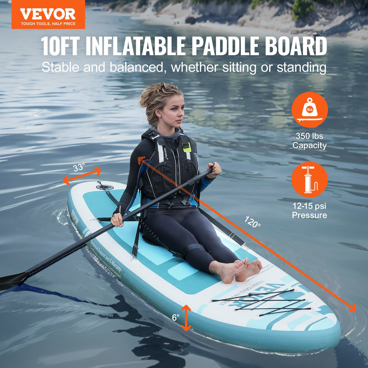 Inflatable Stand Up Paddle Board, 152 mm SUP Paddleboard with Removable Kayak Seat, Board Accessories, Pump, Paddle, Fin, Backpack, Ankle Leash, and Repair Kit, for Youth & Adults