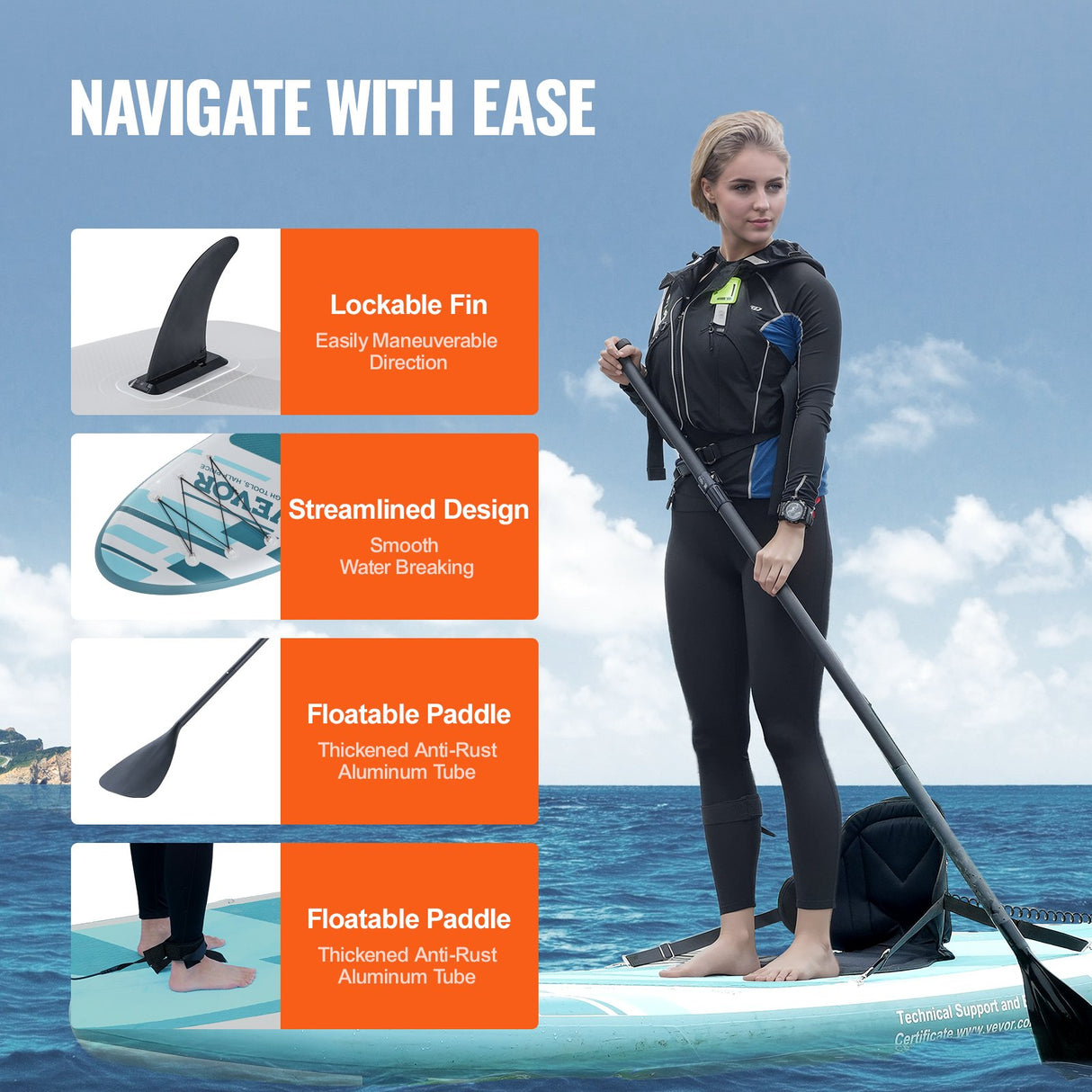 Inflatable Stand Up Paddle Board, 152 mm SUP Paddleboard with Removable Kayak Seat, Board Accessories, Pump, Paddle, Fin, Backpack, Ankle Leash, and Repair Kit, for Youth & Adults