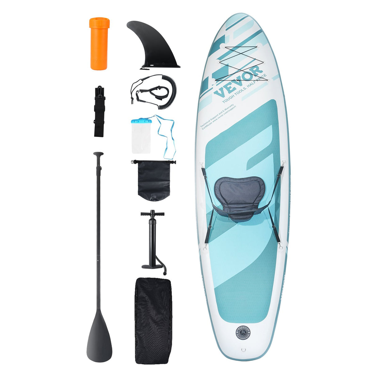 Inflatable Stand Up Paddle Board, 152 mm SUP Paddleboard with Removable Kayak Seat, Board Accessories, Pump, Paddle, Fin, Backpack, Ankle Leash, and Repair Kit, for Youth & Adults