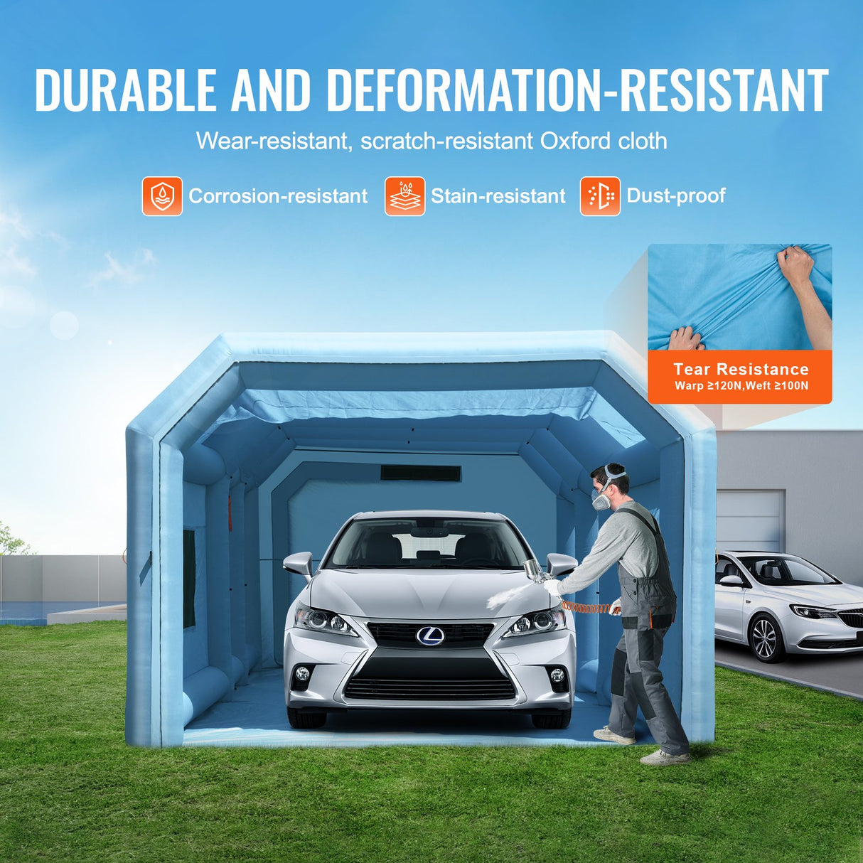 VEVOR Inflatable Paint Booth 23x13.1x9ft Inflatable Spray Booth 750W+480W Blower