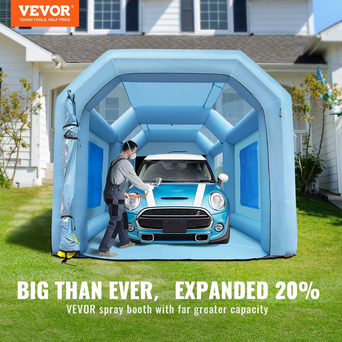 Inflatable Spray Booth Car Paint Tent 20x10x8ft Filter System 2 Blowers