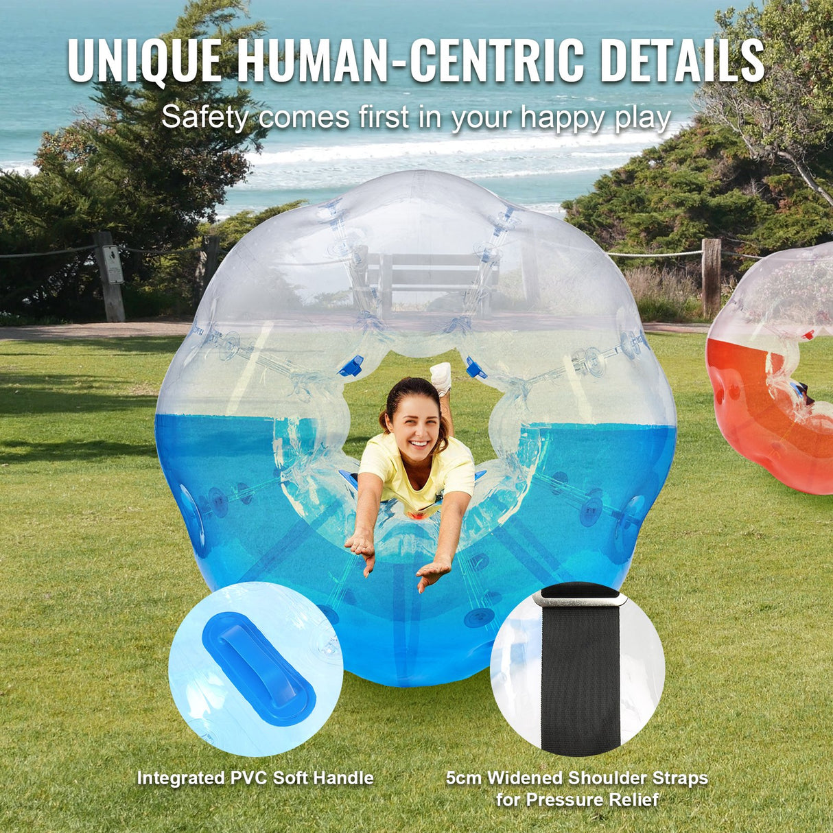 VEVOR Inflatable Bumper Balls 2-Pack, 5FT/1.5M Body Sumo Zorb Balls for Teen & Adult, 0.8mm Thick PVC Human Hamster Bubble Balls for Outdoor Team