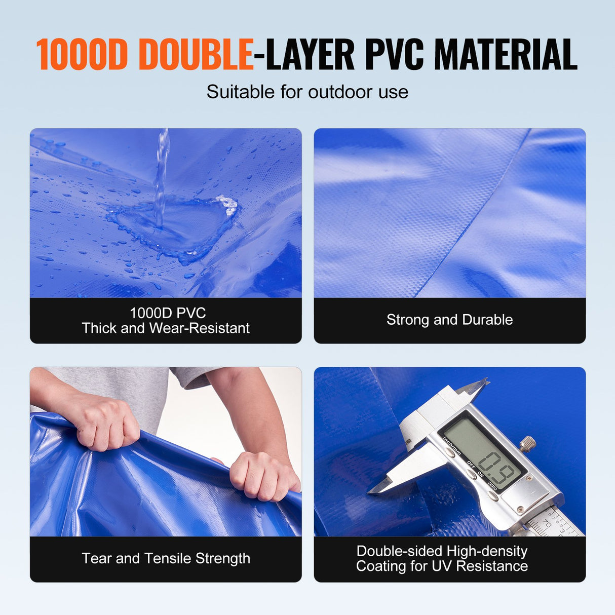 VEVOR Portable Water Storage Bladder 264 Gal 1000D PVC Collapsible Water Tank
