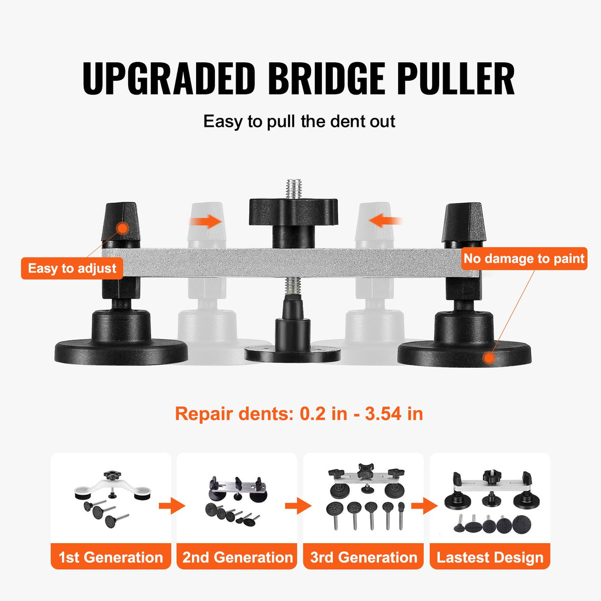 VEVOR 56 PCS Dent Removal Kit, Paintless Dent Repair Kit with Golden Lifter, Bridge Puller, Car Dent Puller with Puller Tabs, Hot Glue Gun for Auto