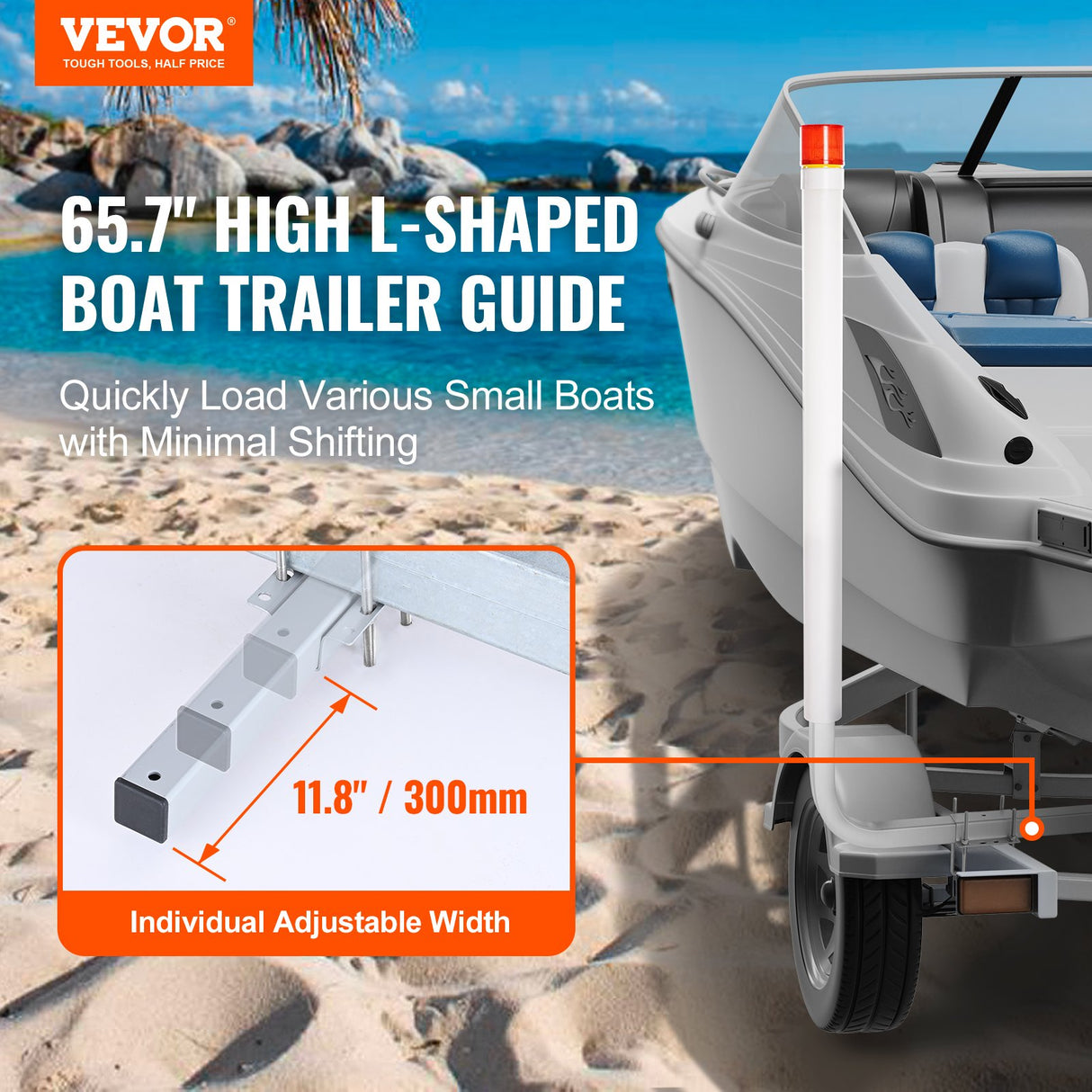 VEVOR Boat Trailer Guide, 1.57M with LED Light Trailer Guide Poles, 2PCS Rustproof Galvanized Steel Trailer Guide ons, Trailer Guides with PVC Pipes, for Ski Boat, Fishing Boat or Sailboat Trailer