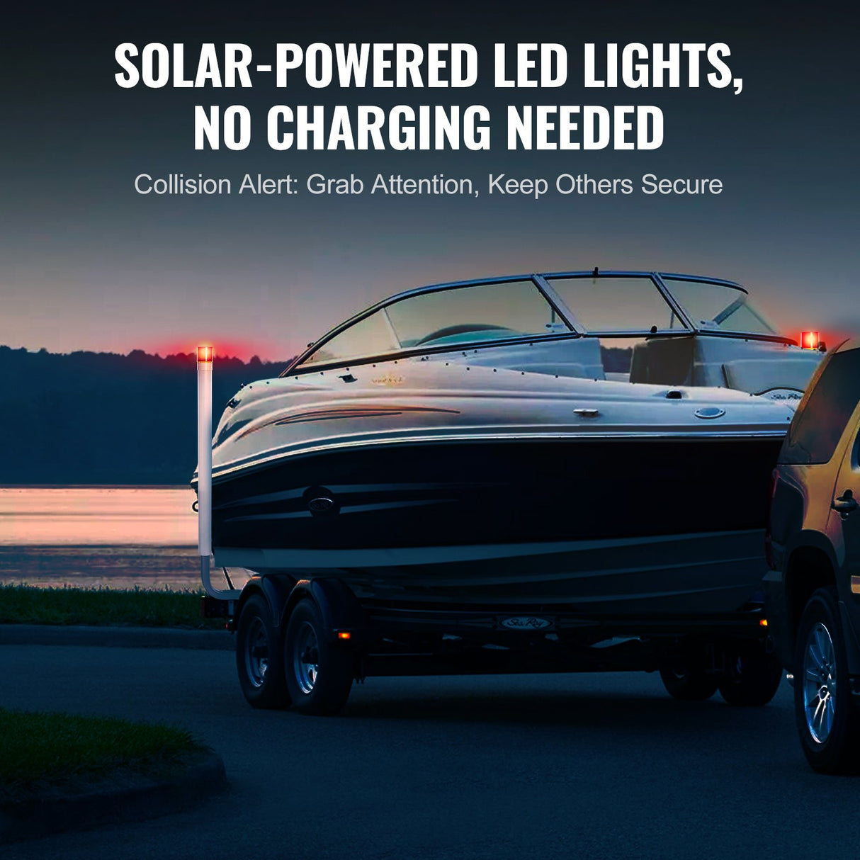 Boat Trailer Guide, 1.57M with LED Light Trailer Guide Poles, 2PCS Rustproof Galvanized Steel Trailer Guide ons, Trailer Guides with PVC Pipes, for Ski Boat, Fishing Boat or Sailboat Trailer