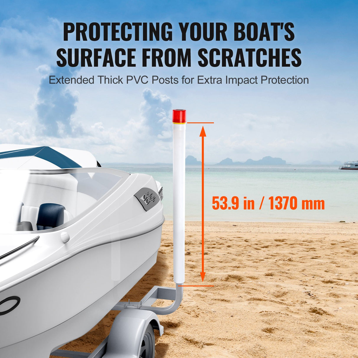 Boat Trailer Guide, 1.57M with LED Light Trailer Guide Poles, 2PCS Rustproof Galvanized Steel Trailer Guide ons, Trailer Guides with PVC Pipes, for Ski Boat, Fishing Boat or Sailboat Trailer