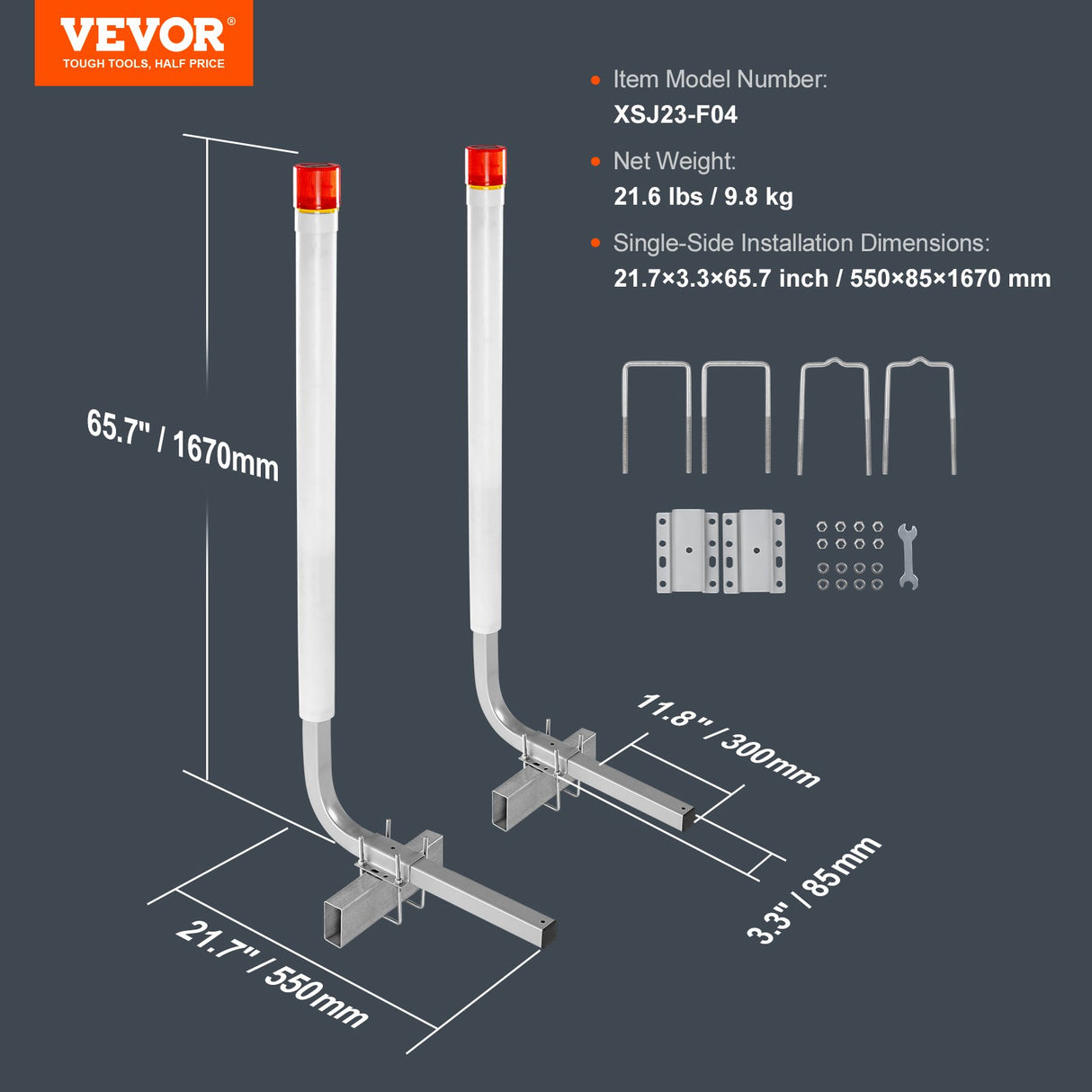 VEVOR Boat Trailer Guide, 1.57M with LED Light Trailer Guide Poles, 2PCS Rustproof Galvanized Steel Trailer Guide ons, Trailer Guides with PVC Pipes, for Ski Boat, Fishing Boat or Sailboat Trailer