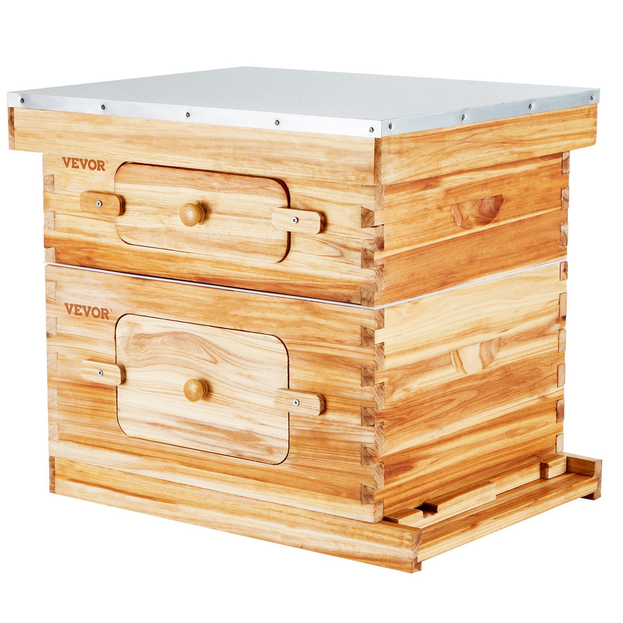 VEVOR Bee Hive 20 Frame Bee Hives Starter Kit, Beeswax Coated Cedar Wood, 1 Deep + 1 Medium Bee Boxes Langstroth Beehive Kit, Transparent Acrylic