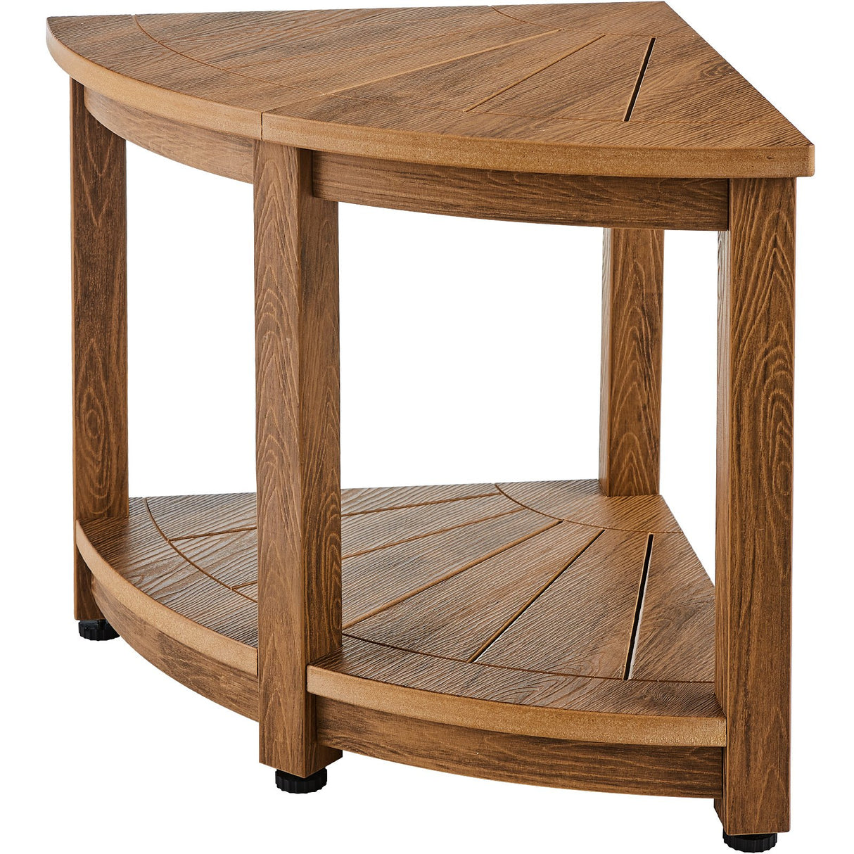 VEVOR Corner Shower Bench, 18.5" Height 17.75" Radius, Faux Wood Grain Polystyrene,159KGS with Storage Shelf, Water Resistant, Shower Stool for Inside