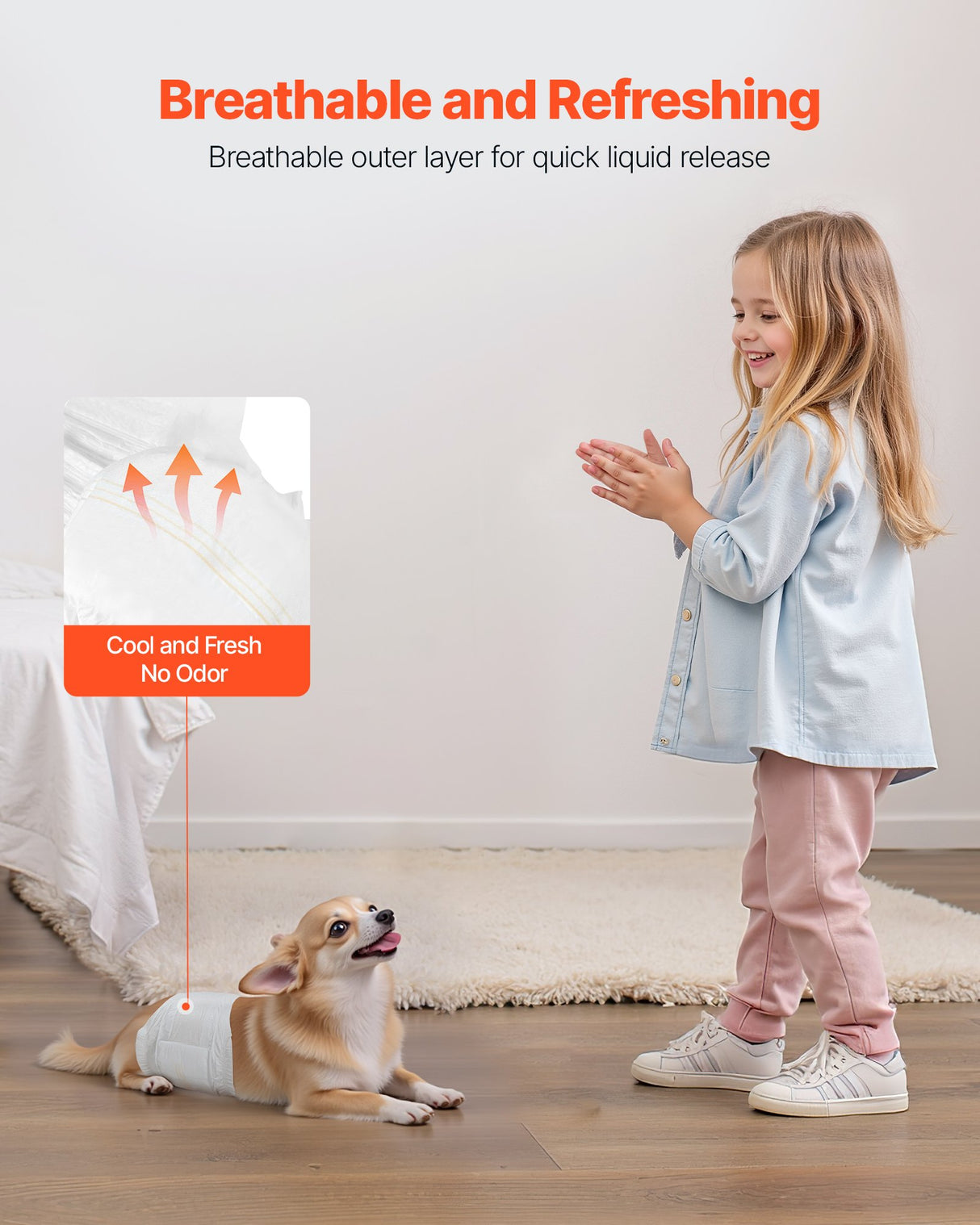 VEVOR Disposable Male Dog Diapers, Super Absorbent Male Dog Wraps, 360 ° Leak-Proof Belly Bands with Wetness Indicator for Doggies in Heat, Training, Incontinence - XS, 96 Count (2 Packs of 48)