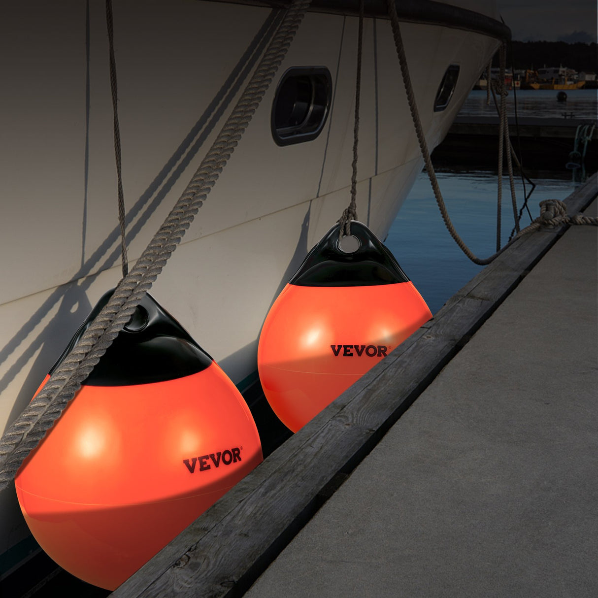 VEVOR Boat Buoy Balls, 15\" Diameter Inflatable Heavy-Duty Marine-Grade PVC Marker Buoys, Round Boat Mooring Buoys, Anchoring, Rafting, Marking, Fishing, Orange