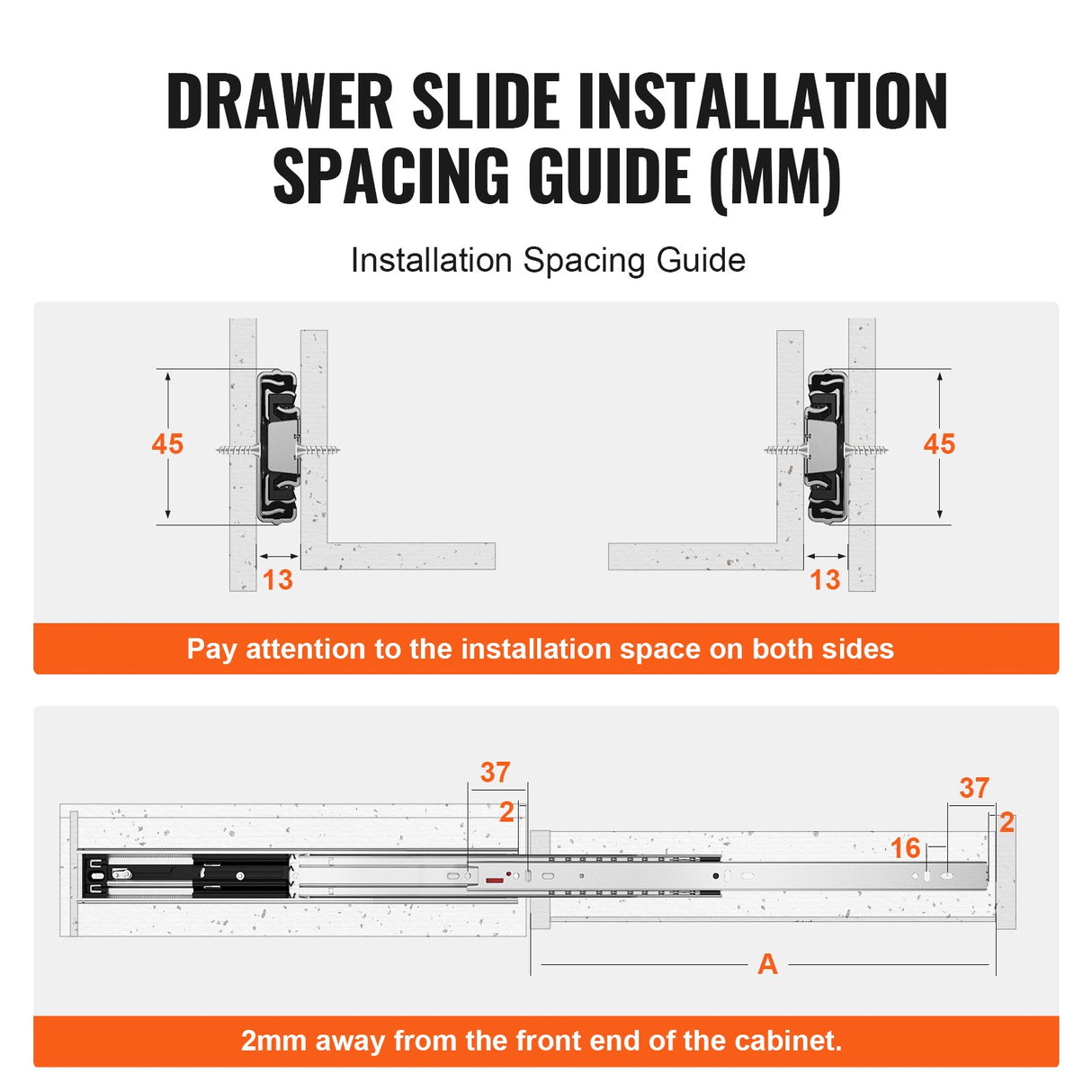 VEVOR 6 Pairs of 508mm Drawer Slides Side Mount Rails, Heavy Duty Full Extension Steel Track, Soft-Close Noiseless Guide Glides Cabinet Kitchen