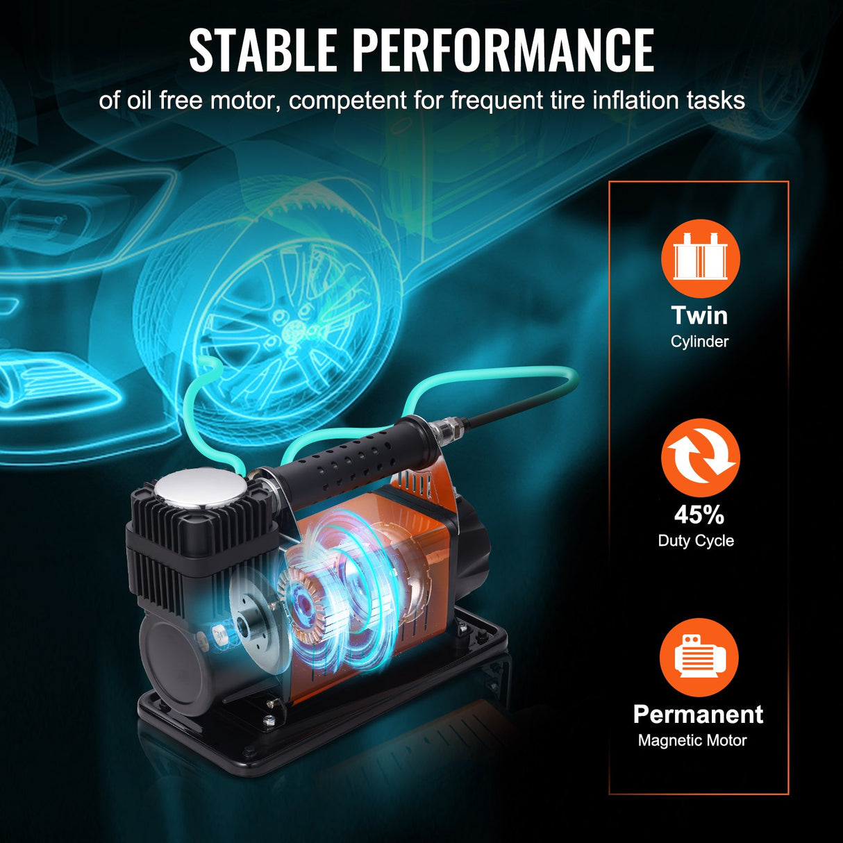VEVOR 12V Air Compressor Heavy Duty 150PSI Offroad Air Compressor Portable Truck Tire Inflator 6.0CFM Air Pump for Jeep SUV 4x4 Vehicle RV For up to 35 Inch Tires