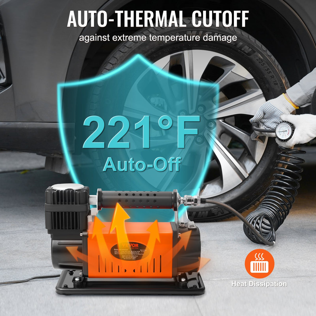 VEVOR 12V Air Compressor Heavy Duty 150PSI Offroad Air Compressor Portable Truck Tire Inflator 6.0CFM Air Pump for Jeep SUV 4x4 Vehicle RV For up to 35 Inch Tires