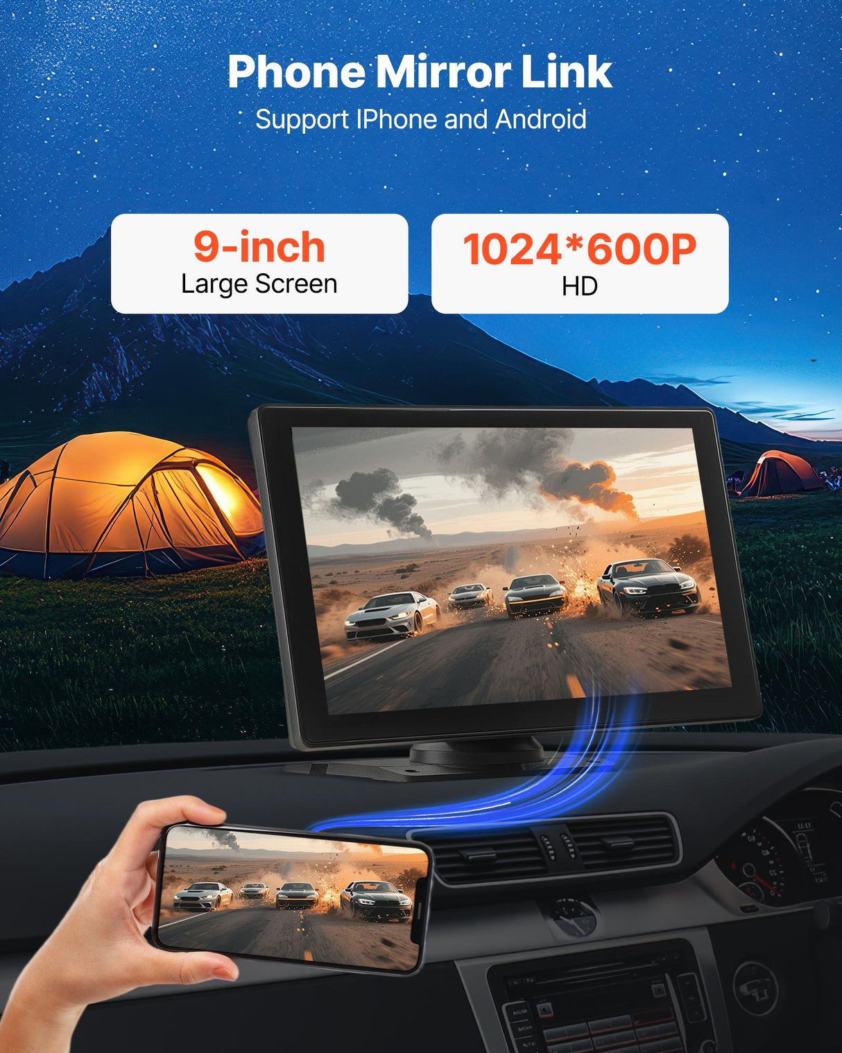 VEVOR Car Stereo Radio CarPlay Touchscreen 228.6 mm Apple Android Backup Camera