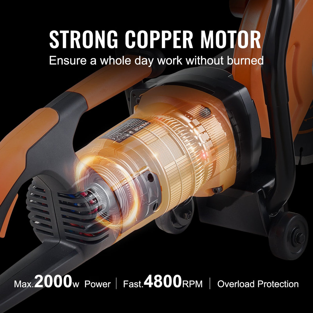 VEVOR Electric Concrete Saw, 9 in, 2000 W 15 A Motor Circular Saw Cutter with 3.5 in Cutting Depth,