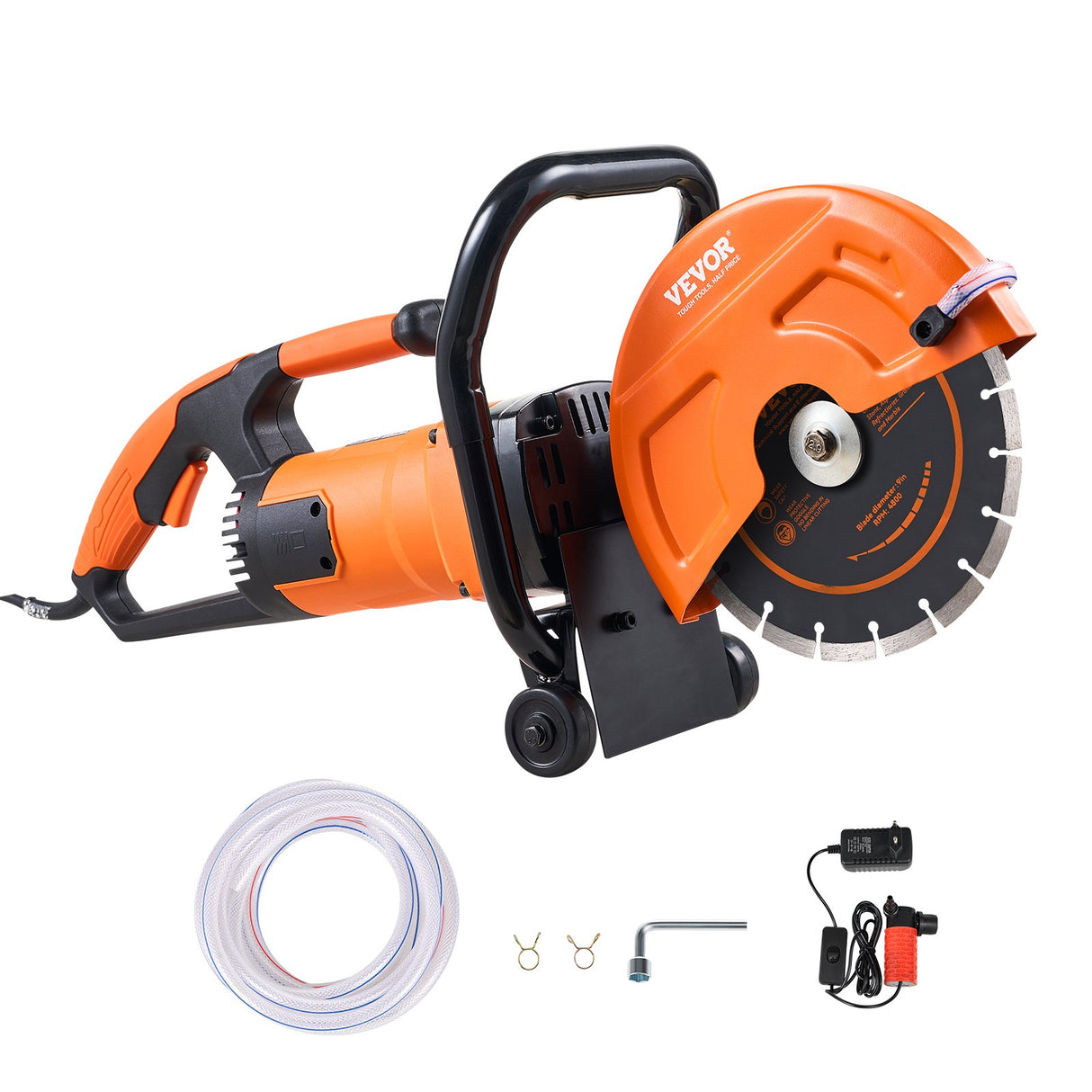 VEVOR Electric Concrete Saw, 9 in, 2000 W 15 A Motor Circular Saw Cutter with 3.5 in Cutting Depth,