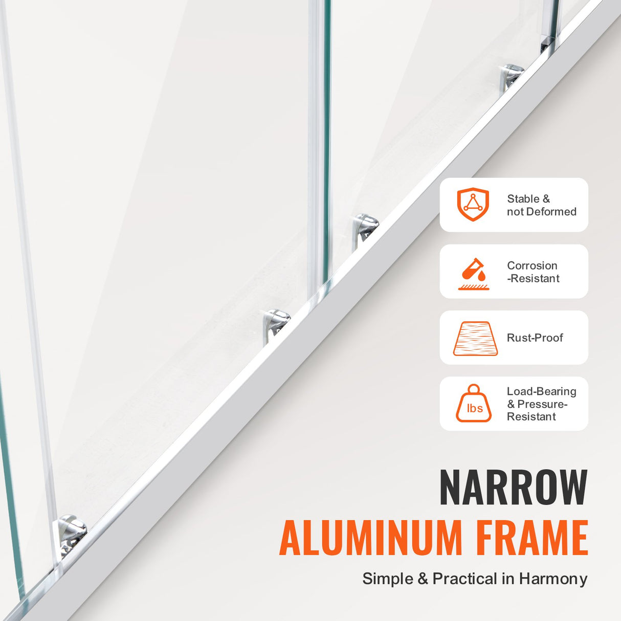 VEVOR Semi-frameless Double Sliding Shower Door SGCC Tempered Glass 1/4" Chrome