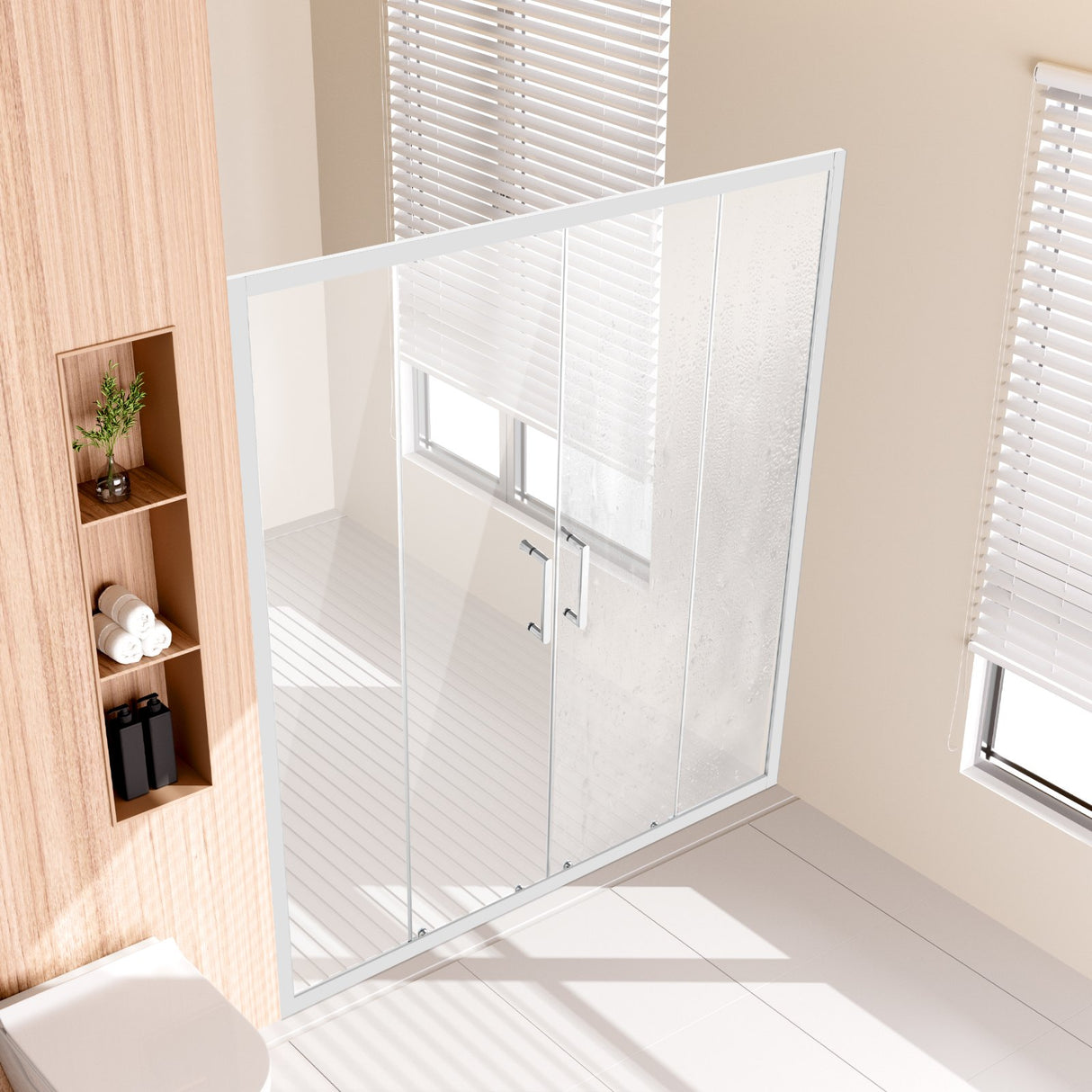 VEVOR Semi-frameless Double Sliding Shower Door SGCC Tempered Glass 1/4" Chrome