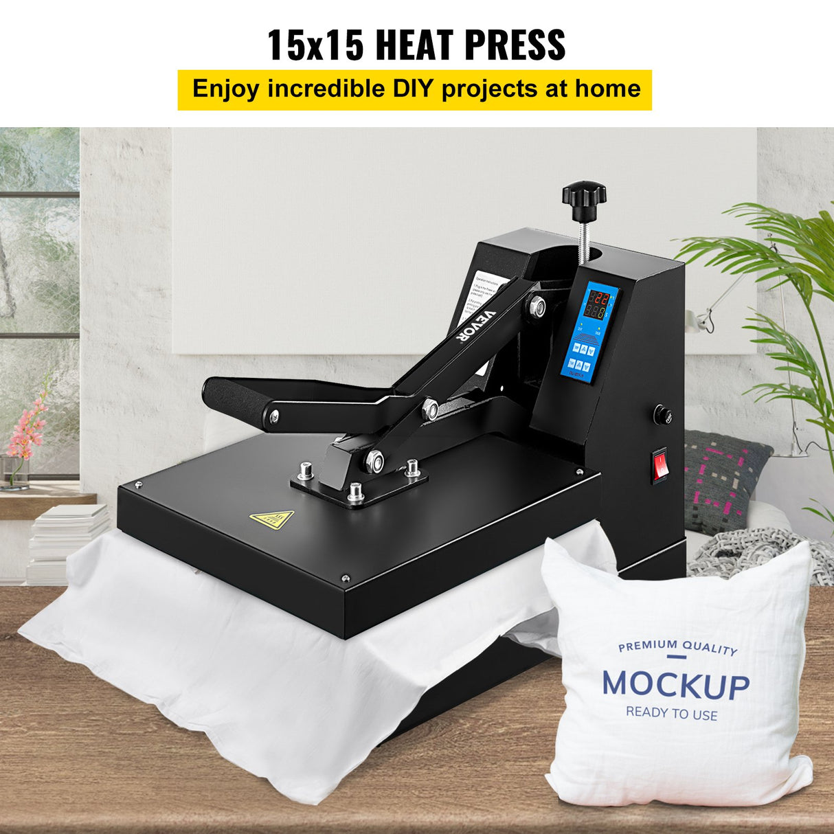 VEVOR Heat Press 15X15 Inch Heat Press Machine Industrial Quality Power T Shirt Heat Press Sublimation Machine Clamshell Heat Press Machine for T Shirts