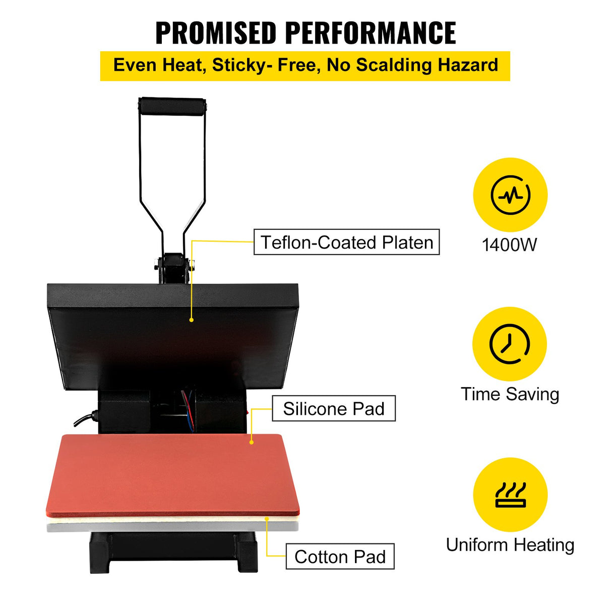 VEVOR Heat Press 15X15 Inch Heat Press Machine Industrial Quality Power T Shirt Heat Press Sublimation Machine Clamshell Heat Press Machine for T