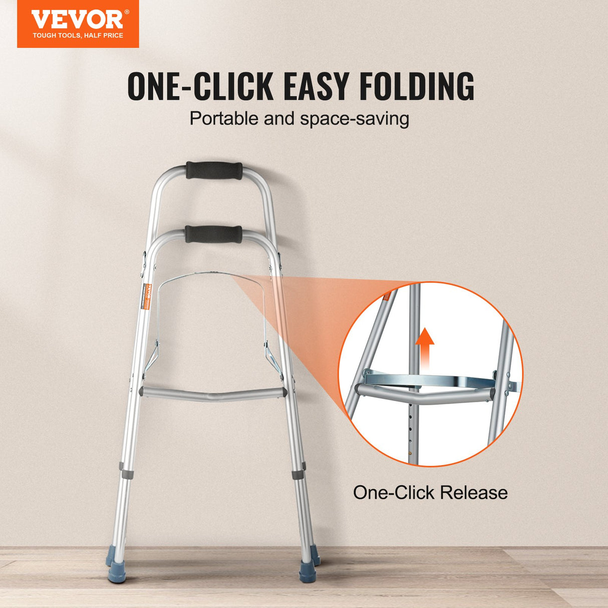 VEVOR Folding Hemi Walker One Arm Mobility Walker for Senior & Adjustable Height