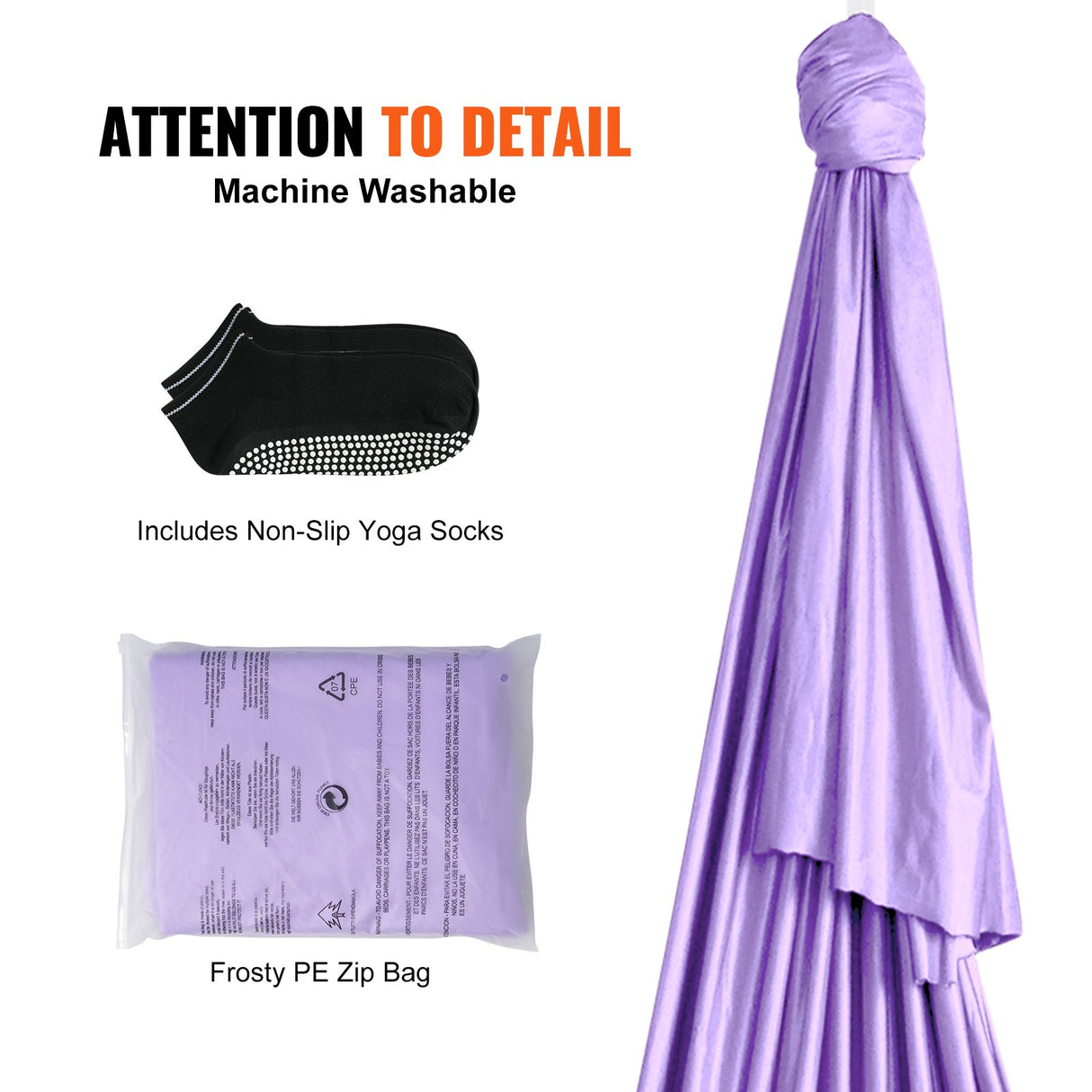VEVOR Aerial Yoga Hammock & Swing, 4 m Length, Yoga Starter Kit with 100gsm Nylon Fabric, Full Rigging Hardware and Easy Set-up Guide, Antigravity Flying for All Levels Fitness Bodybuilding, Purple