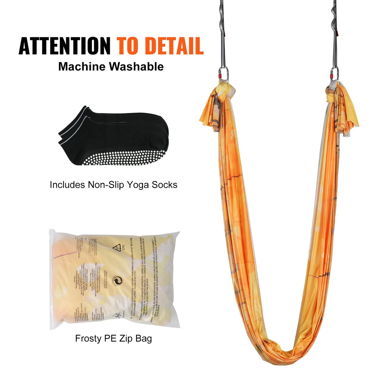 VEVOR Aerial Yoga Hammock & Swing, 5 m Length, Aerial Yoga Starter Kit with 100gsm Nylon Fabric, Full Rigging Hardware & Easy Set-up Guide,
