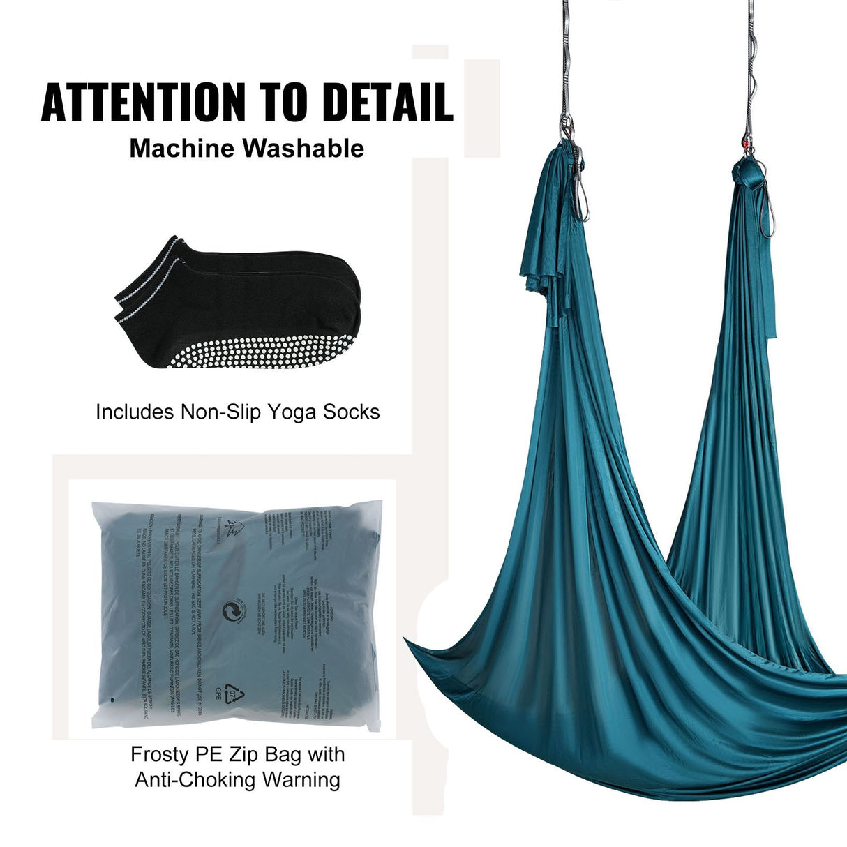 VEVOR Aerial Yoga Hammock & Swing, 5 m Length Aerial Yoga Starter Kit with 100gsm Nylon Fabric, Full Rigging Hardware & Easy Set-up Guide, Antigravity