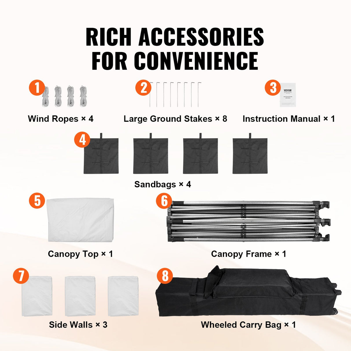 VEVOR Pop Up Canopy Tent Outdoor Gazebo Tent 10x10FT with Sidewalls & Bag White